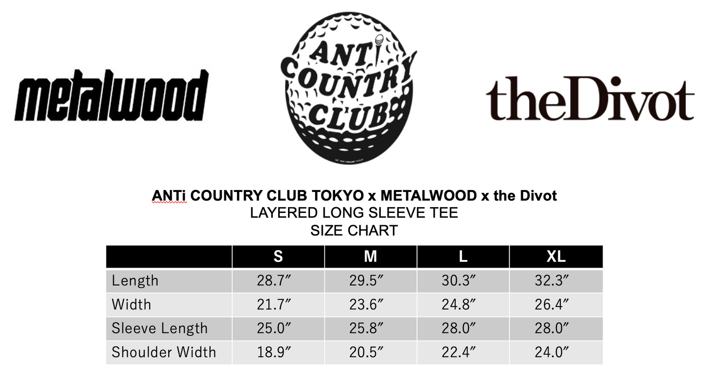 Metalwood x ANTi COUNTRY CLUB TOKYO x the Divot Layered Long Sleeve Tee - BLACK x Real Tree Camo -