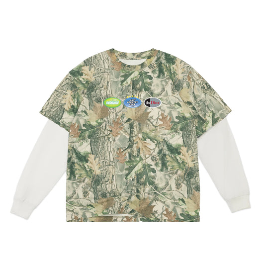 Metalwood x ANTi COUNTRY CLUB TOKYO x the Divot Layered Long Sleeve Tee - Real Tree Camo x White -